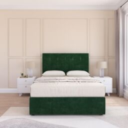 Sloomy Highbury Plush Velvet Memory Foam Bed Set With 2 Drawers, Mattress & Headboard in Emerald - Size: Small Single - thumbnail 3