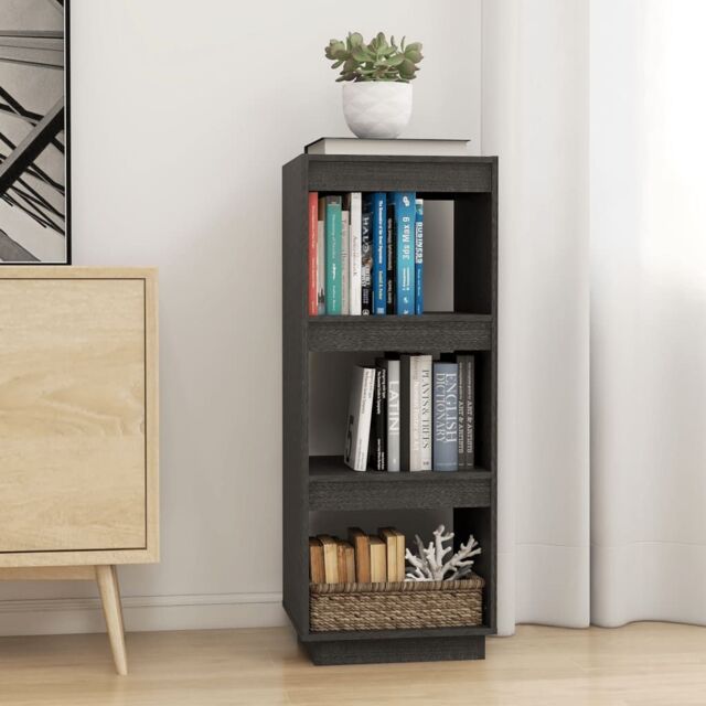 Berkfield Home Book Cabinet/Room Divider Grey 40x35x103 cm Solid Pinewood - Size: 40 x 35 x 103 cm - image 1