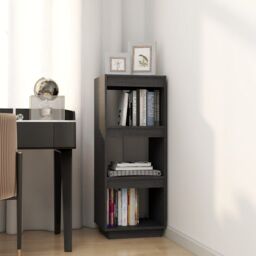 Berkfield Home Book Cabinet/Room Divider Grey 40x35x103 cm Solid Pinewood - Size: 40 x 35 x 103 cm - thumbnail 3