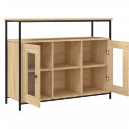 Berkfield Home Sideboard Sonoma Oak 100x35x80 cm Engineered Wood in Brown - Size: 100 x 35 x 80 cm - thumbnail 5