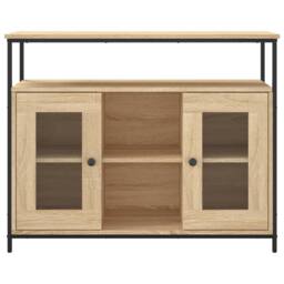 Berkfield Home Sideboard Sonoma Oak 100x35x80 cm Engineered Wood in Brown - Size: 100 x 35 x 80 cm - thumbnail 6