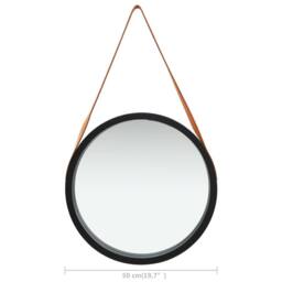 Berkfield Home Wall Mirror with Strap 50 cm Black - thumbnail 6