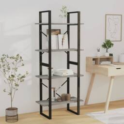 Berkfield Home 4-Tier Book Cabinet Grey Sonoma 60x30x140 cm Engineered Wood - Size: 60 x 30 x 140 cm - thumbnail 2