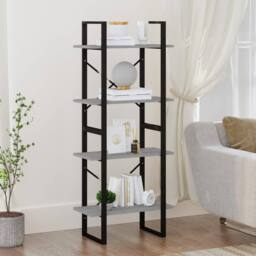 Berkfield Home 4-Tier Book Cabinet Grey Sonoma 60x30x140 cm Engineered Wood - Size: 60 x 30 x 140 cm - thumbnail 3