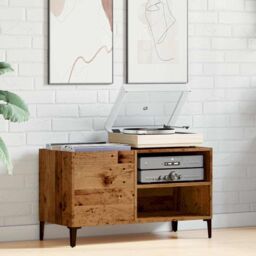 Berkfield Home Record Cabinet Old Wood 84.5x38x48 cm Engineered Wood in Brown - thumbnail 3
