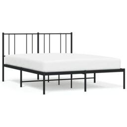 Berkfield Home Metal Bed Frame with Headboard Black 120x190 cm Small Double - thumbnail 2