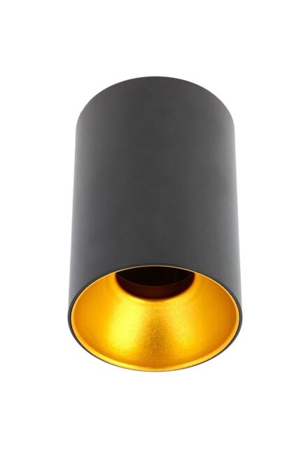 CGC Lighting 'Sandra' Black Cylinder Ceiling Spotlight With Gold Inner Reflector - image 1