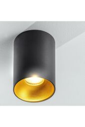 CGC Lighting 'Sandra' Black Cylinder Ceiling Spotlight With Gold Inner Reflector - thumbnail 3