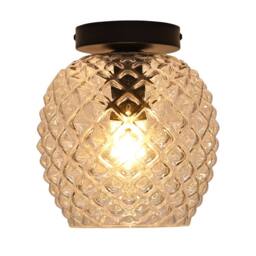 First Choice Lighting Set of 2 Baine - Clear Textured Glass Black Ceiling Light Fittings - thumbnail 3