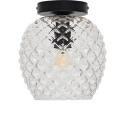 First Choice Lighting Set of 2 Baine - Clear Textured Glass Black Ceiling Light Fittings - thumbnail 2