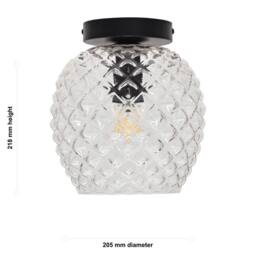 First Choice Lighting Set of 2 Baine - Clear Textured Glass Black Ceiling Light Fittings - thumbnail 6