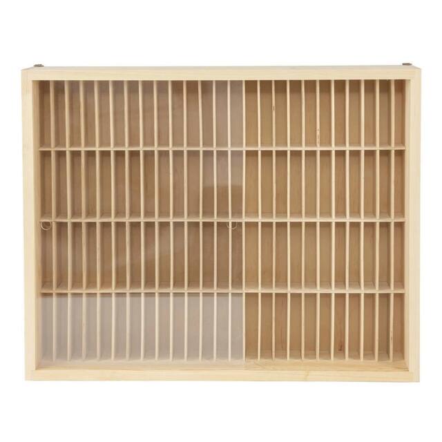 Nordara 100Grids Wall Shelf Cassette Tape Storage Rack Wooden in Beige - image 1