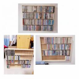 Nordara 100Grids Wall Shelf Cassette Tape Storage Rack Wooden in Beige - thumbnail 5
