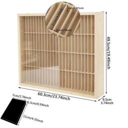Nordara 100Grids Wall Shelf Cassette Tape Storage Rack Wooden in Beige - thumbnail 2