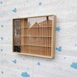 Nordara 100Grids Wall Shelf Cassette Tape Storage Rack Wooden in Beige - thumbnail 4