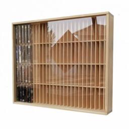 Nordara 100Grids Wall Shelf Cassette Tape Storage Rack Wooden in Beige - thumbnail 3
