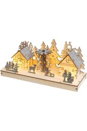 Netagon Battery Powered Wooden Light Up Festive Scene in Light Beige - thumbnail 3