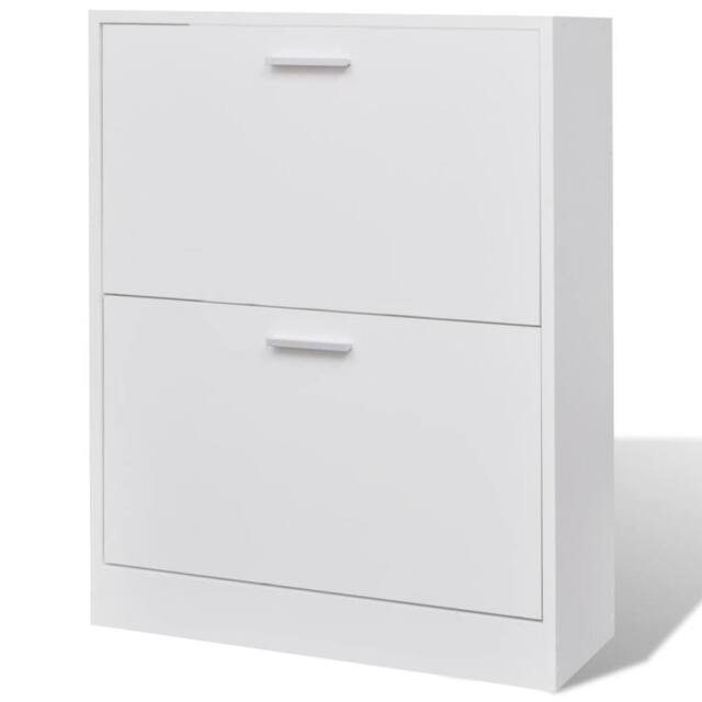 Berkfield Home White Wooden Shoe Cabinet with 2 Compartments - image 1