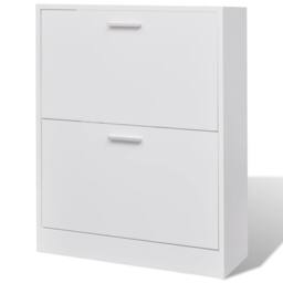 Berkfield Home White Wooden Shoe Cabinet with 2 Compartments