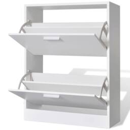Berkfield Home White Wooden Shoe Cabinet with 2 Compartments - thumbnail 4