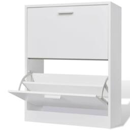 Berkfield Home White Wooden Shoe Cabinet with 2 Compartments - thumbnail 2