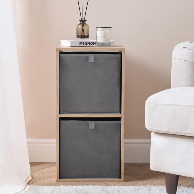 OHS 2 x Matte Velvet Cube Storage Box Folding Organiser Home Decor in Grey - image 1
