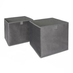 OHS 2 x Matte Velvet Cube Storage Box Folding Organiser Home Decor in Grey - thumbnail 8