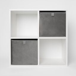 OHS 2 x Matte Velvet Cube Storage Box Folding Organiser Home Decor in Grey - thumbnail 5
