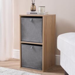 OHS 2 x Matte Velvet Cube Storage Box Folding Organiser Home Decor in Grey - thumbnail 2