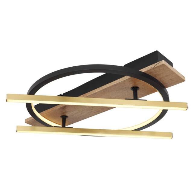 Netlighting Beatrix 40cm Semi Ceiling Light Black Single Ring Rotating Rods LED - image 1