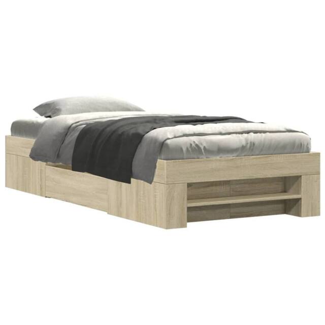 Berkfield Home Bed Frame without Mattress Sonoma Oak 90x200 cm Engineered Wood in Light Tan - image 1