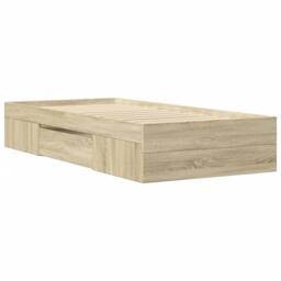 Berkfield Home Bed Frame without Mattress Sonoma Oak 90x200 cm Engineered Wood in Light Tan - thumbnail 7