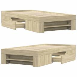 Berkfield Home Bed Frame without Mattress Sonoma Oak 90x200 cm Engineered Wood in Light Tan - thumbnail 8