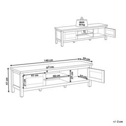 Wyld and Coco TV Stand 140 cm - White and Light Brown MDF with Cable Hole - thumbnail 3