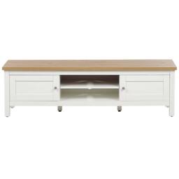 Wyld and Coco TV Stand 140 cm - White and Light Brown MDF with Cable Hole - thumbnail 4
