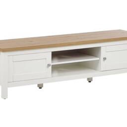 Wyld and Coco TV Stand 140 cm - White and Light Brown MDF with Cable Hole - thumbnail 2