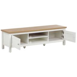 Wyld and Coco TV Stand 140 cm - White and Light Brown MDF with Cable Hole - thumbnail 5