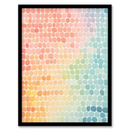 Artery8 Sunset On Sea Gradient Pastel Abstract Artwork Geometric Minimalist Art Print Framed Poster Wall Decor in Black - Size: A4 - thumbnail 1