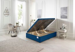 Somnior Milbank Side Opening Storage Ottoman Bed in Plush Fabric in Navy - Size: Single