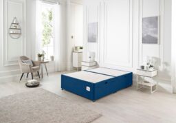 Somnior Milbank Side Opening Storage Ottoman Bed in Plush Fabric in Navy - Size: Single - thumbnail 2