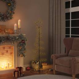 Berkfield Home Christmas Tree Light Cone 100 LEDs Warm White 150 cm in Black
