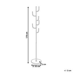 Wyld and Coco Black Metal Coat Stand 170 cm Freestanding Six Hooks - thumbnail 4