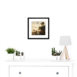Artery8 Moran Fort George Island Florida 8X8 Inch Square Wooden Framed Wall Art Print Picture with Mount in Black - thumbnail 2