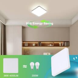Goeco LED Ceiling Light Flat, 36W IP44 4000K, Modern Ceiling Lighting Square in White - thumbnail 5