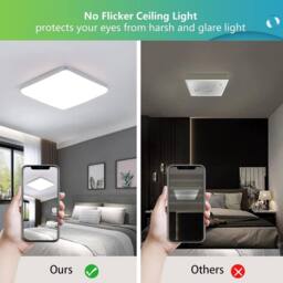Goeco LED Ceiling Light Flat, 36W IP44 4000K, Modern Ceiling Lighting Square in White - thumbnail 6