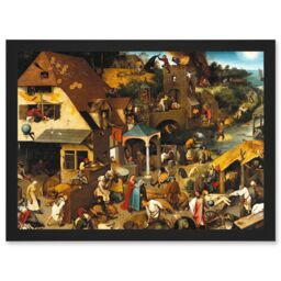 Artery8 Hieronymus Bosch Pieter Bruegel Elder Paintings 1559 Artwork Framed Wall Art Print A4 in Black - thumbnail 1