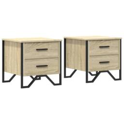 Berkfield Home Modern Bedside Cabinets 2 pcs Sonoma Oak 40x41x40 cm Engineered Wood in Light Tan - Size: 40 x 41 x 40 cm - thumbnail 3