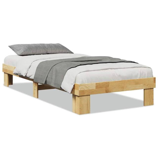Berkfield Home Bed Frame without Mattress 75x190 cm Small Single Solid Wood Oak in Brown - image 1