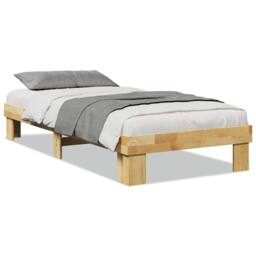 Berkfield Home Bed Frame without Mattress 75x190 cm Small Single Solid Wood Oak in Brown - thumbnail 1