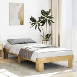 Berkfield Home Bed Frame without Mattress 75x190 cm Small Single Solid Wood Oak in Brown - thumbnail 2